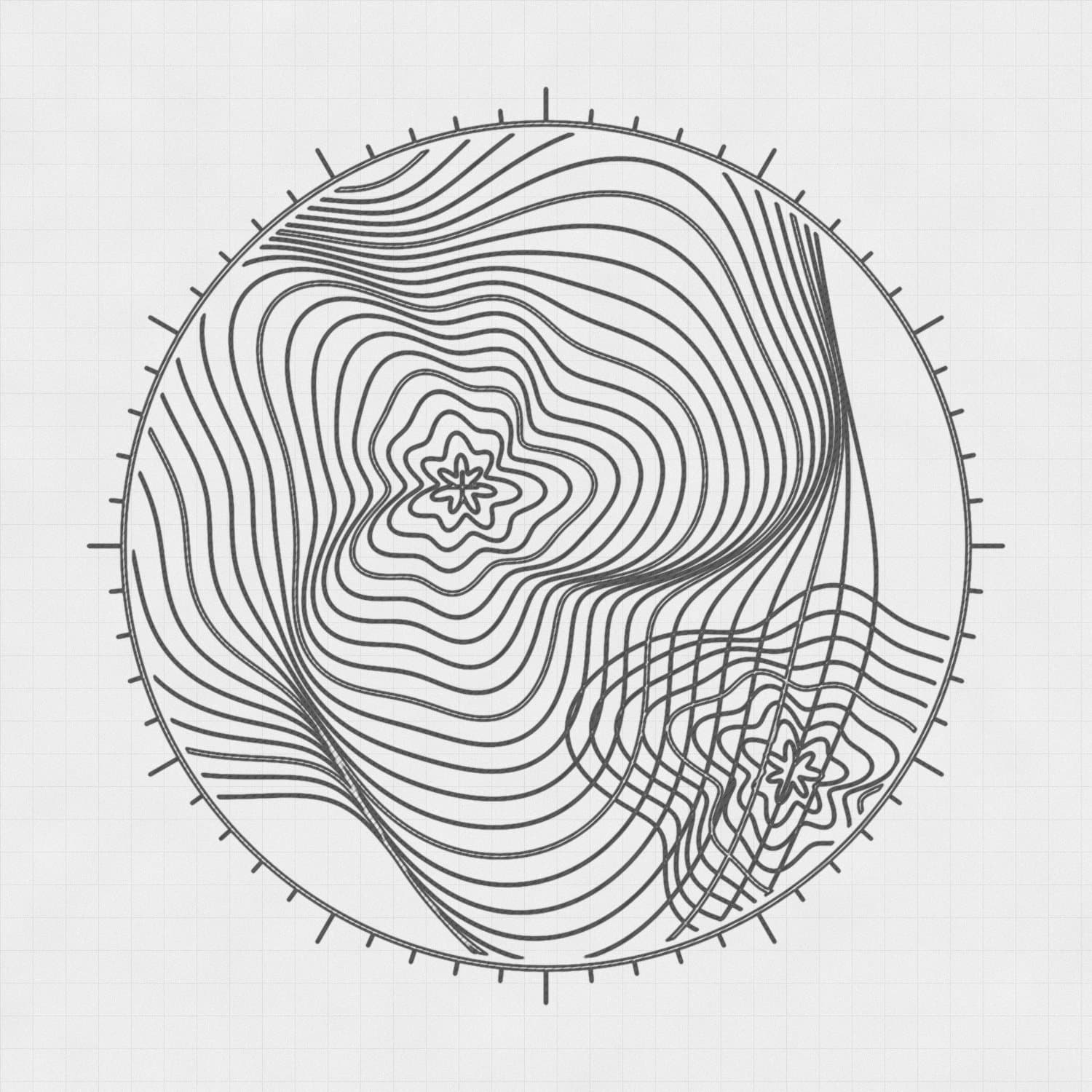 Desenho original de Topografia sobre papel quadriculado